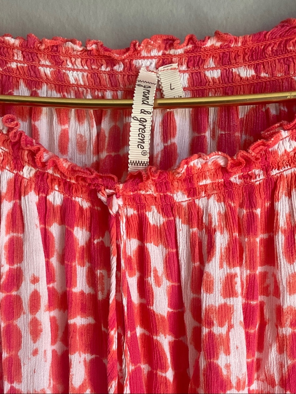 grand & greene Red and White Tie-Dye Peasant Blouse - Picture 2 of 6